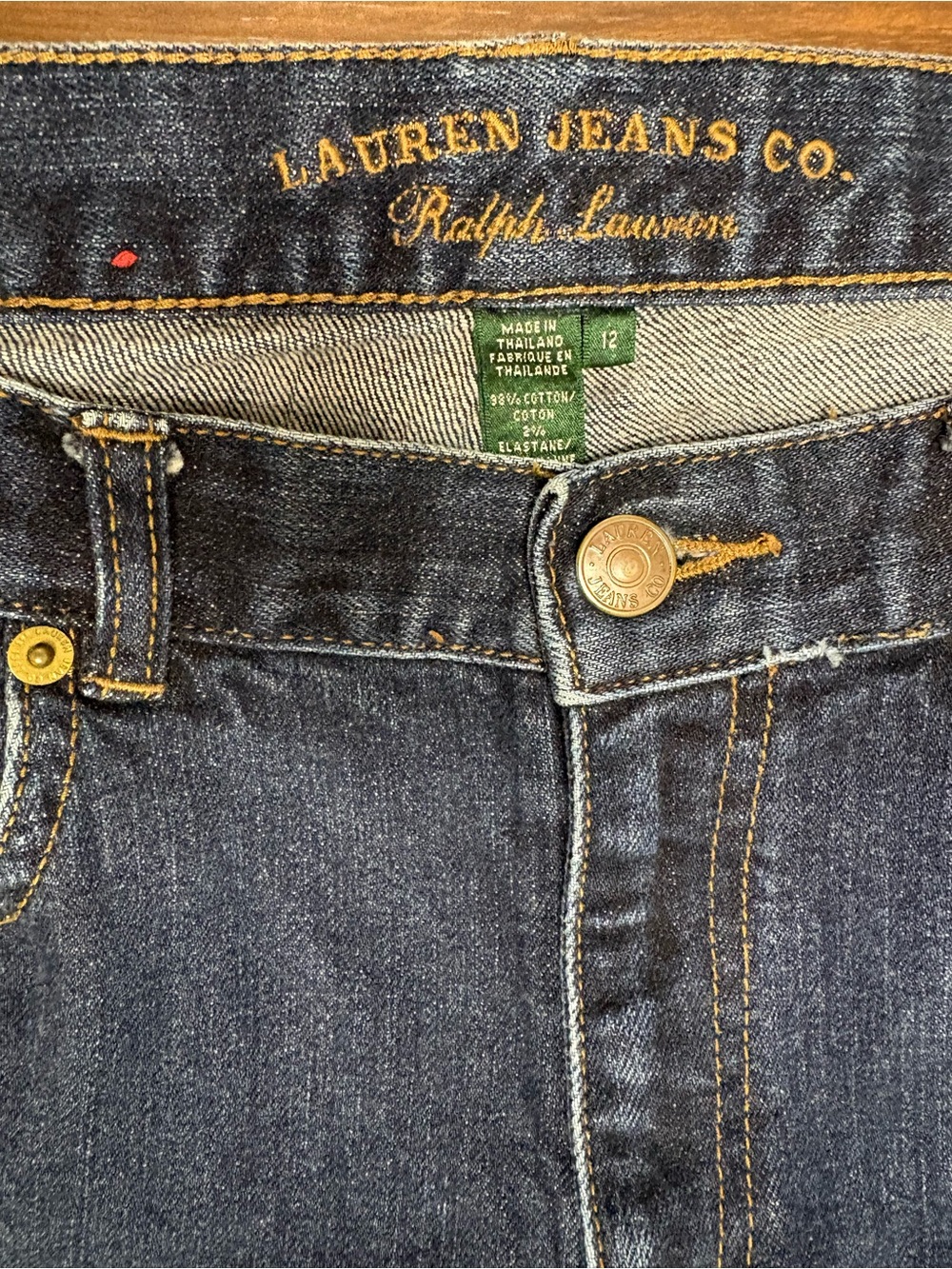 Lauren Jeans Co. Ralph Lauren Women’s Straight Dark Wash Denim Jeans size 12 - Picture 3 of 4